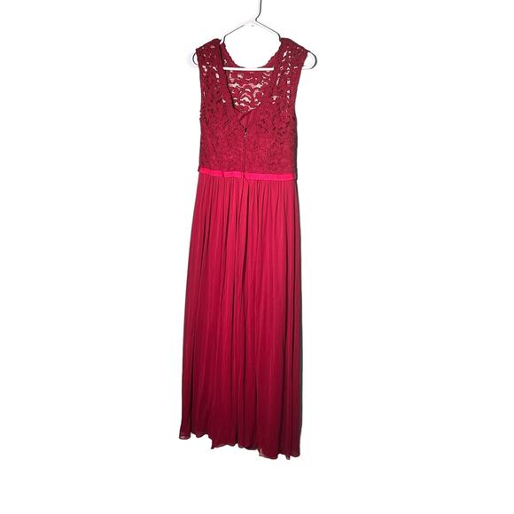 Davids Bridal Red Bridesmaid Prom Dress Maxi Long HOCO Gala Holiday Event Glam - Picture 6 of 10